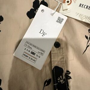 Denim and Flower Beige and Black short sleeve Button-Up Shirt boys size 11/12